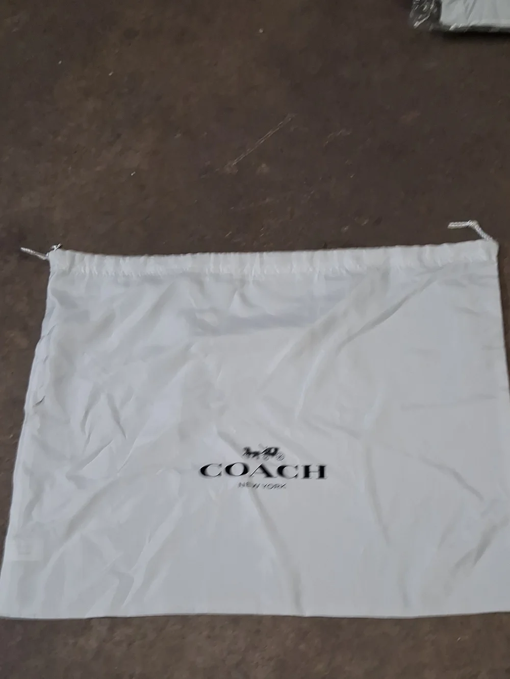 White Coach New York Satin Drawstring Dust Bag